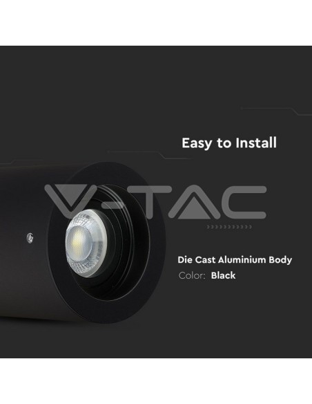 V-TAC VT-796 3628 LED spotlight holder Surface Mounted Adjustable Round GU10 Colour Black