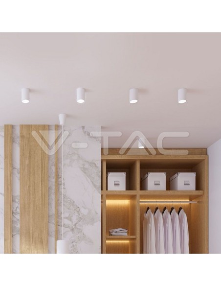 V-TAC VT-802-W 8944 Opbouw LED-spothouder Rond GU10 Behuizing Wit