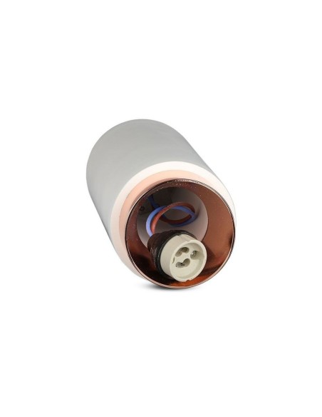V-TAC VT-865 3113 Soporte de Foco LED de Montaje en Superficie Redondo GU10 Cuerpo de Yeso Blanco y Base de Metal Oro Rosa