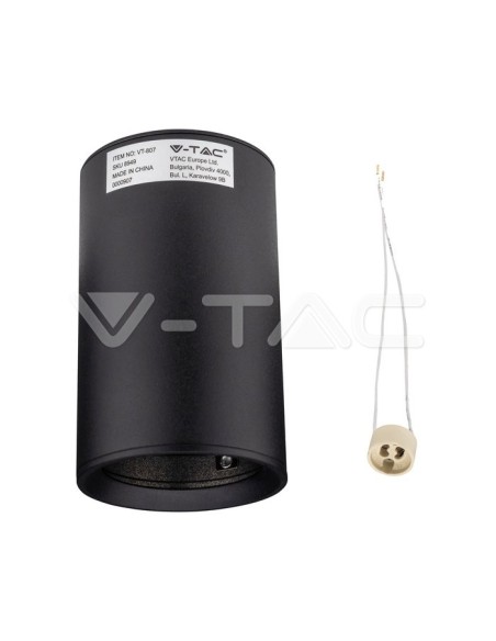 V-TAC VT-807 8949 Aufputz LED Strahlerhalterung Rund GU10 Gehäuse Schwarz (H : 100mm)