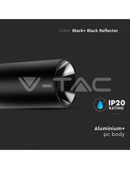 V-TAC VT-882 8999 Surface Mount LED Spotlight Holder Round GU10 Black Body and Black Reflector