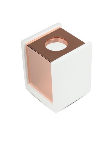 V-TAC VT-860 3115 Soporte de Foco LED Cuadrado de Superficie GU10 Cuerpo de Yeso Blanco y Acabado Metálico Oro Rosa