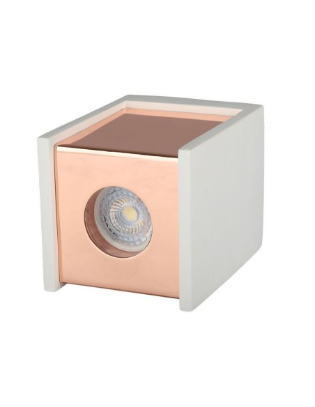 V-TAC VT-860 3115 Quadratischer LED-Strahler für Aufputzmontage GU10 Weißer Gipskörper und roségoldenes Metall