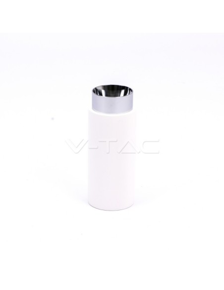 V-TAC VT-865 3114 Surface Mount LED Spotlight Holder Round GU10 White Plaster Body and Chrome Metal Base