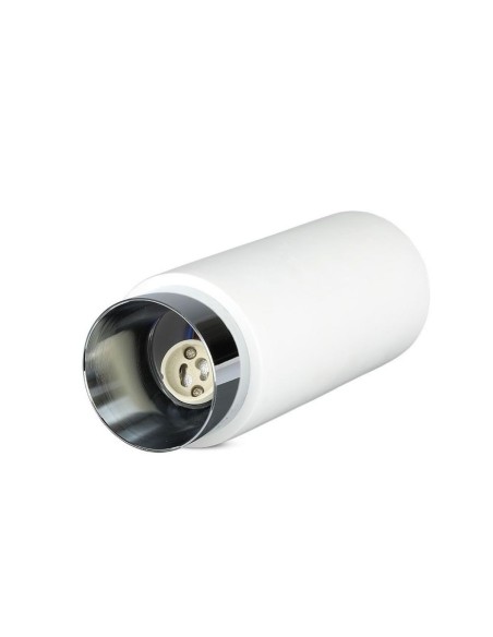V-TAC VT-865 3114 LED-Aufbaustrahler rund GU10 mit weißem Gipsgehäuse und verchromtem Metallsockel