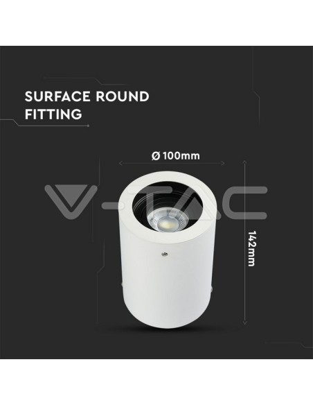 V-TAC VT-796 3627 LED spotlight holder Surface Mounted Rotunda GU10 Colour White