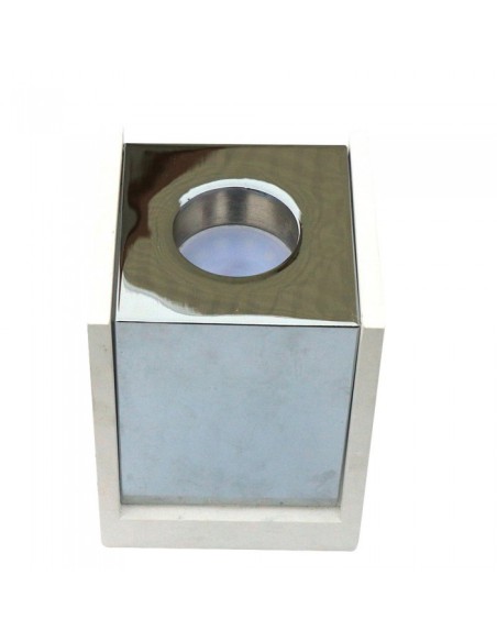 V-TAC VT-860 3116 Soporte de Foco LED Cuadrado de Superficie GU10 Cuerpo de Yeso Blanco y Acabado Metálico Cromado