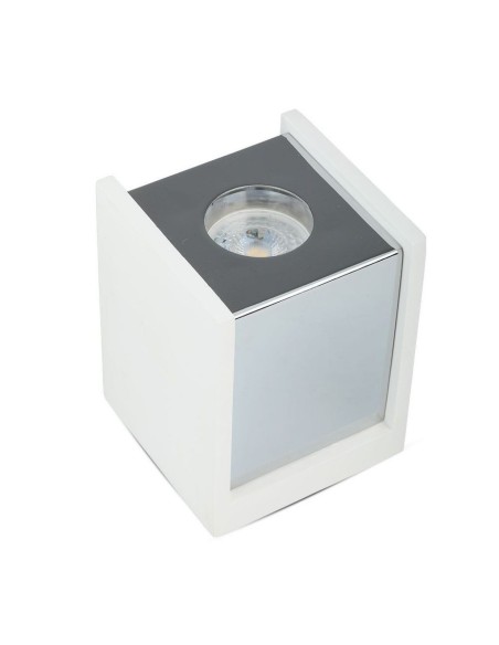 V-TAC VT-860 3116 Square Surface Mount LED Spotlight Holder GU10 White Plaster Body and Chrome Metal Finish
