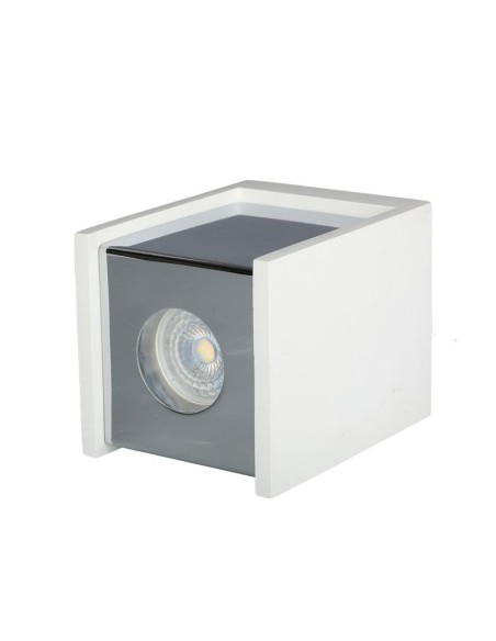 V-TAC VT-860 3116 Quadratischer LED-Aufbaustrahler GU10 mit weißem Gipsgehäuse und verchromtem Metallgehäuse