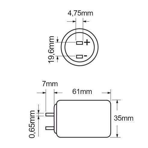 Cilindrische lood-zuur batterij 2V 2.5Ah