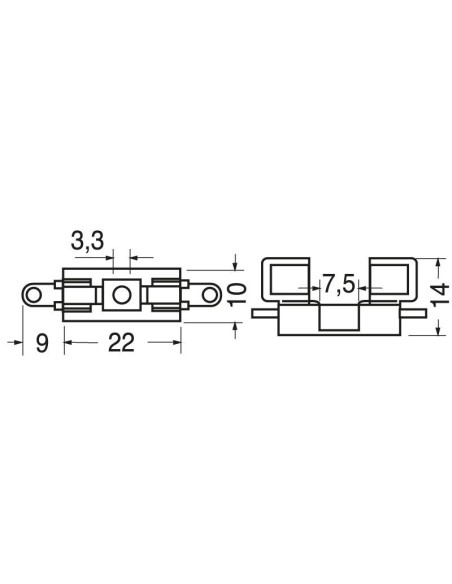 Portafusibles de panel para fusibles ⌀5x20mm