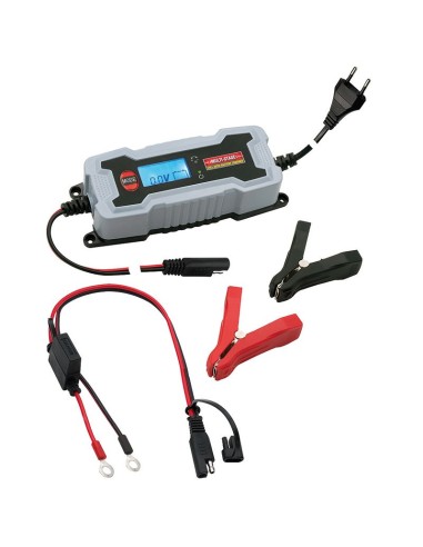 Caricabatterie automatico per batterie al piombo per auto e moto 6V/12V  3,8A connettori occhiello