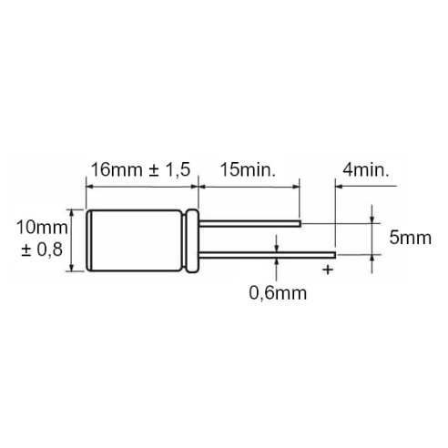 Electrolytic capacitor 250V 10uF 105°C