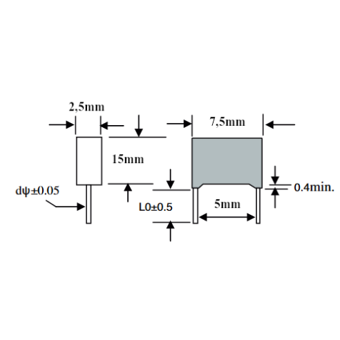 Metallized polyester capacitor 100V...