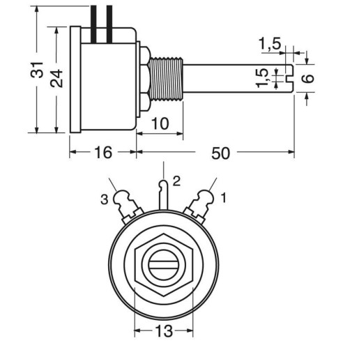 Ein-Draht-Potentiometer 2W 1 kohm