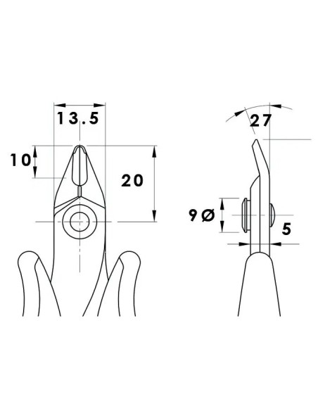 Bündigschneider für Kabel bis zu Ø1,30mm / 16 awg - Piergiacomi TR 25