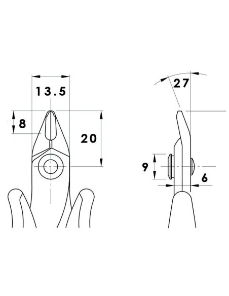 Coupeur affleurant pour couper les fils de cuivre et ferreux, pour les câbles jusqu'à Ø1.63mm / 14 awg Piergiacomi TR 30 58 R