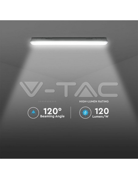 V-TAC PRO VT-60018 Samsung Chip LED Plafonnier étanche 18W M-Series 60cm 120LM/W Transparent IP65