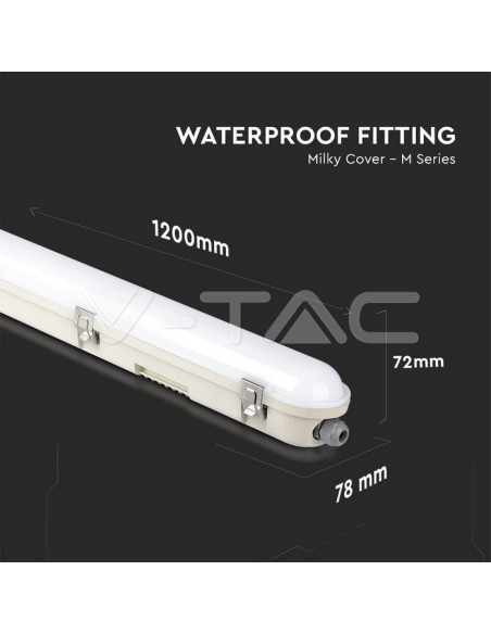 V-TAC PRO VT-120136-M LED-Deckenleuchte mit Samsung 36W M-Series Chip 1200mm 120LM/W Satinierte Abdeckung IP65