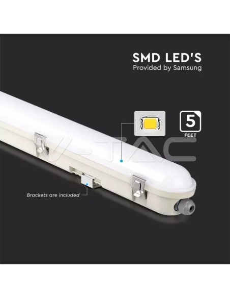 V-TAC PRO VT-150148-M LED plafondlamp met Samsung 48W M-Series Chip 1500mm 120LM/W Satijn cover IP65