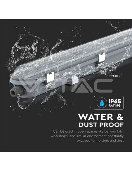 V-TAC PRO VT-120136-T Samsung Chip LED Plafondlamp Waterdicht M-Serie 1200mm 36W 120LM/W Transparant IP65