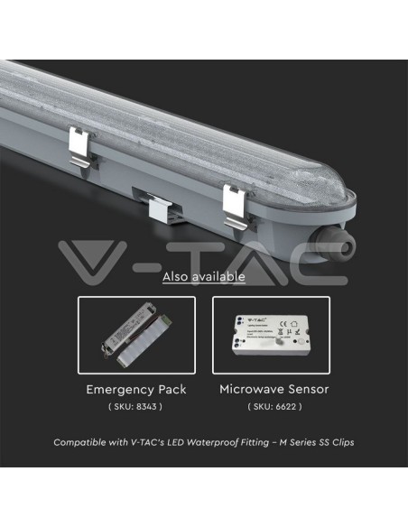 V-TAC PRO VT-120136-T Samsung Chip LED Plafondlamp Waterdicht M-Serie 1200mm 36W 120LM/W Transparant IP65