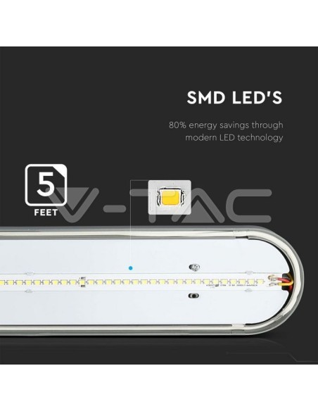 V-TAC VT-1548 LED Plafondlamp Waterdicht 48W 150cm IP65