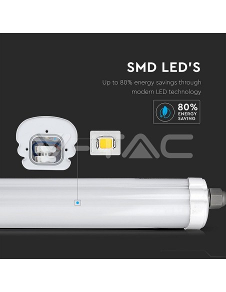 V-TAC VT-1574 LED Plafondlamp Waterdicht 48W G-Serie 150cm IP65