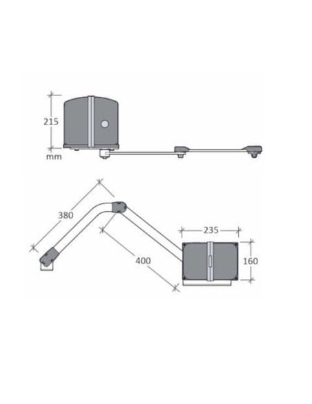Motor electromecánico de brazo articulado X70 para puertas batientes, 230Vac, 250Kg/2mt - Tecno Automazione MDDX7AT / MSDX7AT