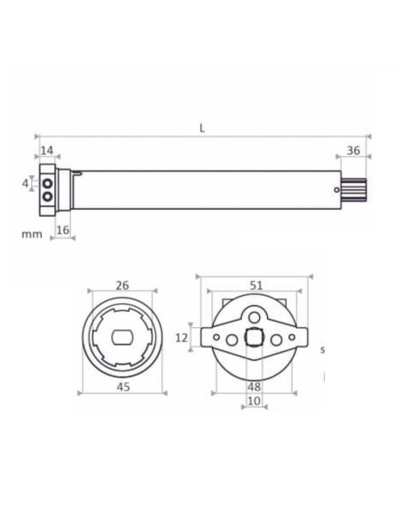 Motore tubolare TM4 30 per tapparelle, 230Vac, lunghezza 700 mm, max 60Kg - Tecno Automazione MTD3HMT