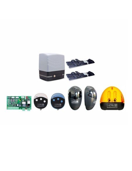 V160 motor kit with rack, T011S control unit, radio controls, photocells and a flashing light - Tecno Automazione KITS79TN