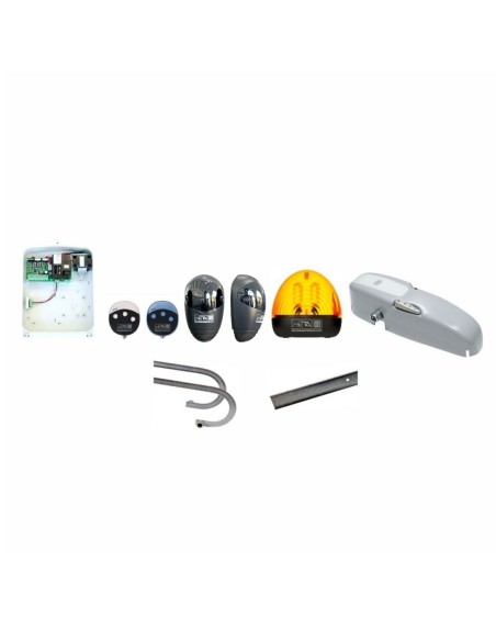 Kit motore B09 con 2 bracci curvi, centralina T011S, radiocomandi, fotocellule ed un lampeggiante - Tecno Automazione KITB9CTN