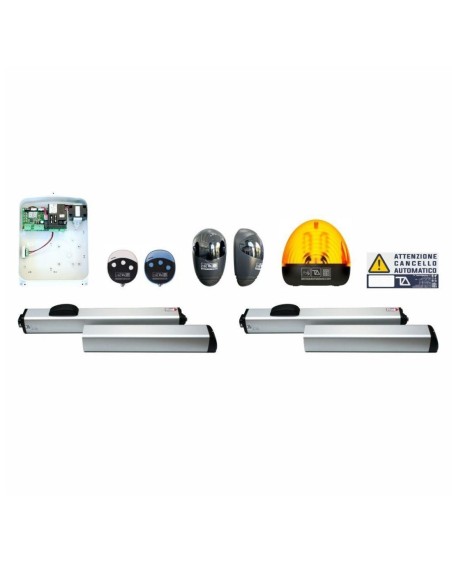 PL motor kit, with T011A control unit, radio controls, photocells and a flashing light - Tecno Automazione KITB89TN