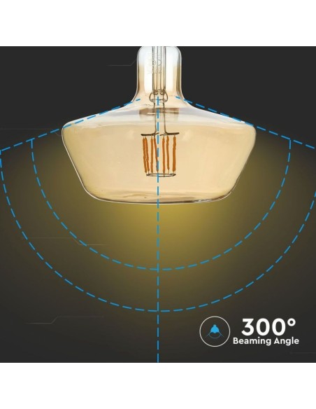 V-TAC VT-2308 212790 LED-Glühbirne E27 8W T180 Glühfaden Amber 2200K