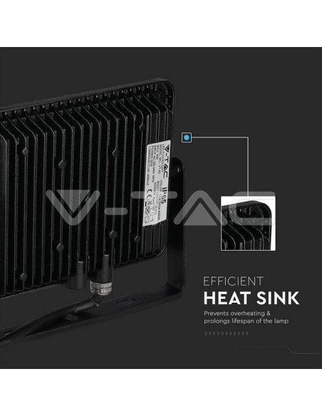 V-TAC PRO VT-50 LED Spotlight SMD Chip Samsung 50W Kleur Zwart IP65