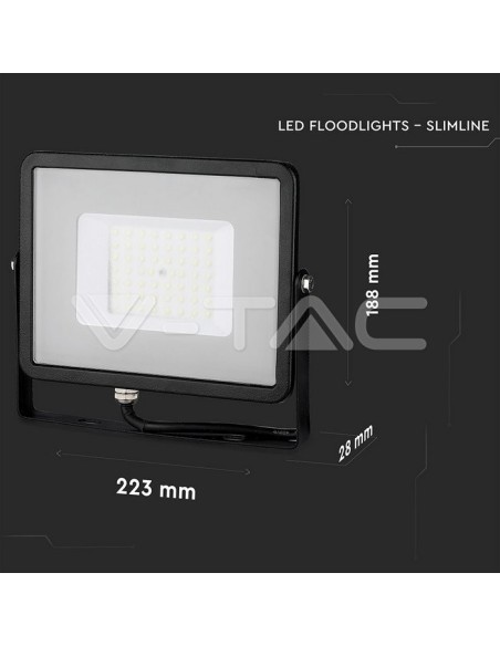 V-TAC PRO VT-50 LED Spotlight SMD Chip Samsung 50W Colour Black IP65