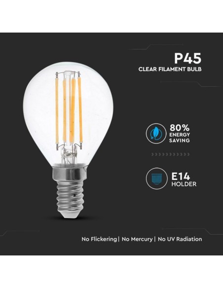 V-TAC VT-1996 Bombilla LED E14 4W P45 Filamento