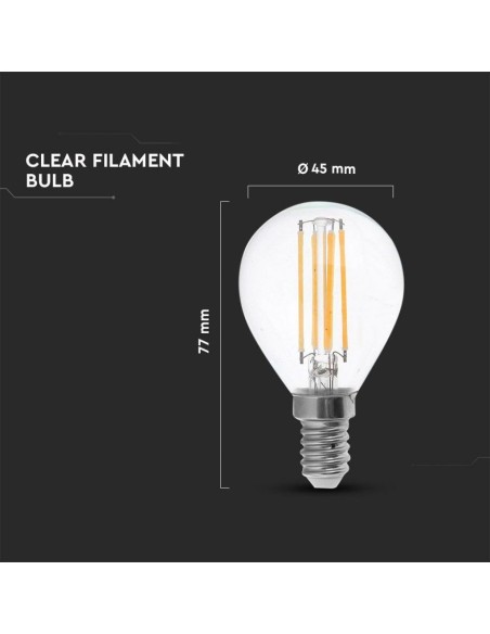 V-TAC VT-1996 Ampoule LED E14 4W P45 Filament