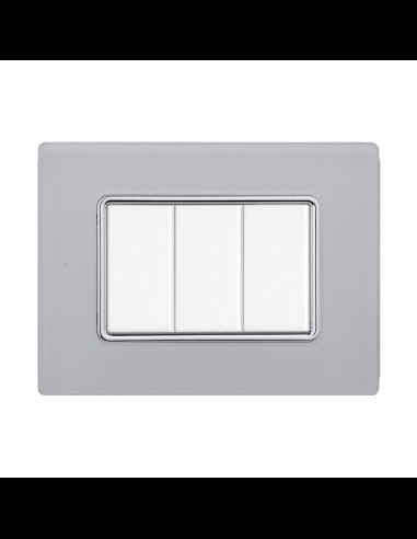 Solar series plate, 3 modules, glass, white, compatible with BTicino Matix series - Ettroit MT84301