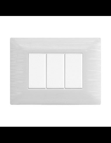 Solar series plate, 3 modules, satin plastic, white, compatible with BTicino Matix series - Ettroit MT85301