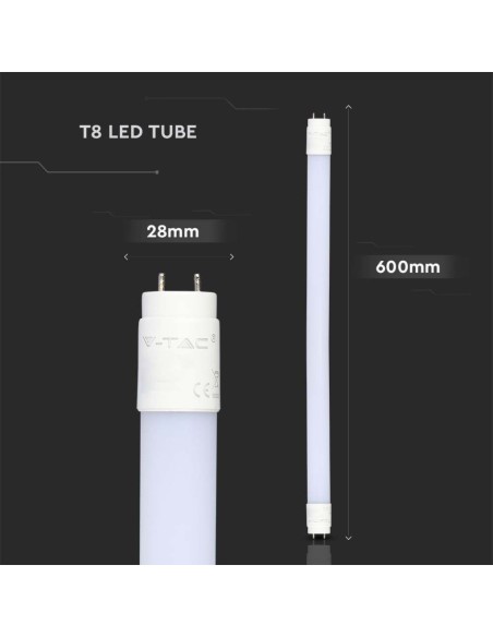 V-TAC VT-6072 Tubo LED T8 9W G13 60cm in Nanoplastica non Rotabile