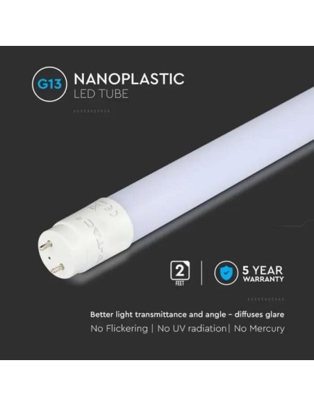 V-TAC PRO VT-061 LED-Schlauch mit Samsung Chip T8 9W G13 60cm in Nanoplastik