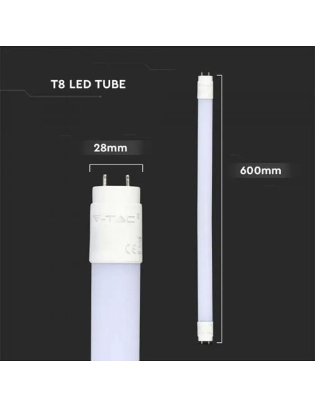 V-TAC PRO VT-062 LED tube with Samsung T8 7.5W G13 60cm nanoplastic chip, rotatable