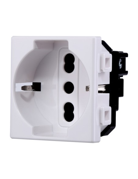 Modulo presa schuko serie Solar, bianco, 16A, compatibile con serie BTicino Matix - Ettroit MT2102