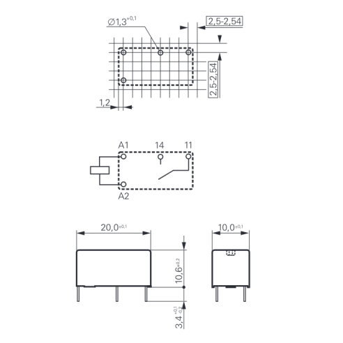 Vermogensrelais, RE030006, 6 Vdc,...