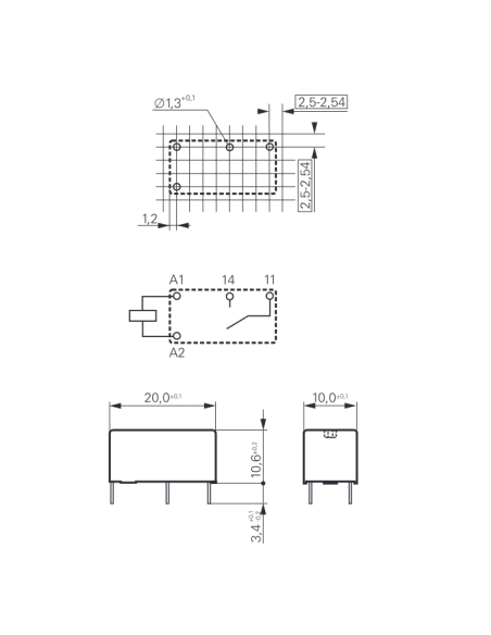 Relais de puissance, RE030006, 6 Vdc, SPST-NO, 6 A, trou de passage (THT), monostable, série RE - TE Connectivity  1393217-2