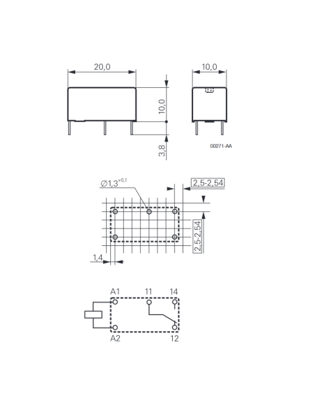Power Relay, PE014005, 5 Vdc, SPDT, 5 A, through-hole (THT), monostable, PE Series - TE Connectivity Schrack 1393219-3