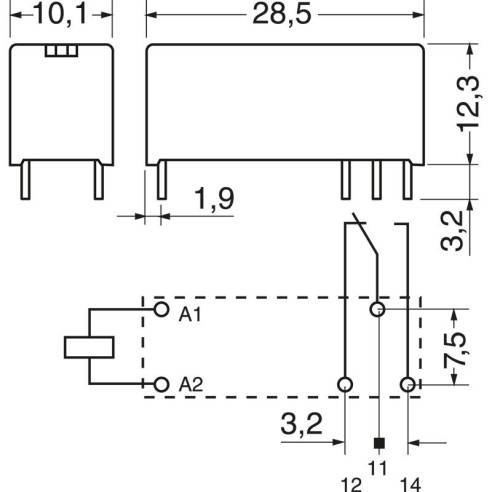 Vermogensrelais, RY211012, 12 Vdc,...