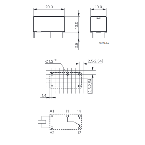 Leistungsrelais, PE014012, 12 Vdc,...