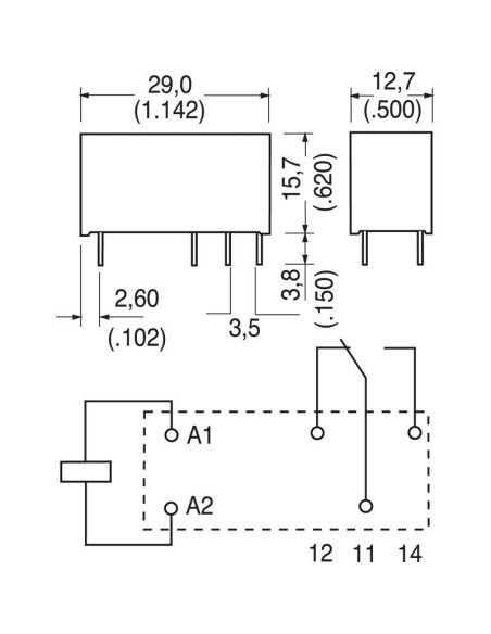 Relais de puissance, RT114024 , 24 Vdc, SPDT, 12 A, trou de passage (THT), monostable, Série RT1 - TE Connectivity 1-1393239-3